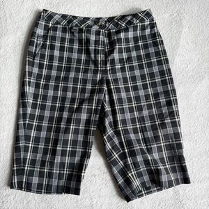 EP Pro Wen’s Black, Beige & White Plaid Bermuda Golf Shorts